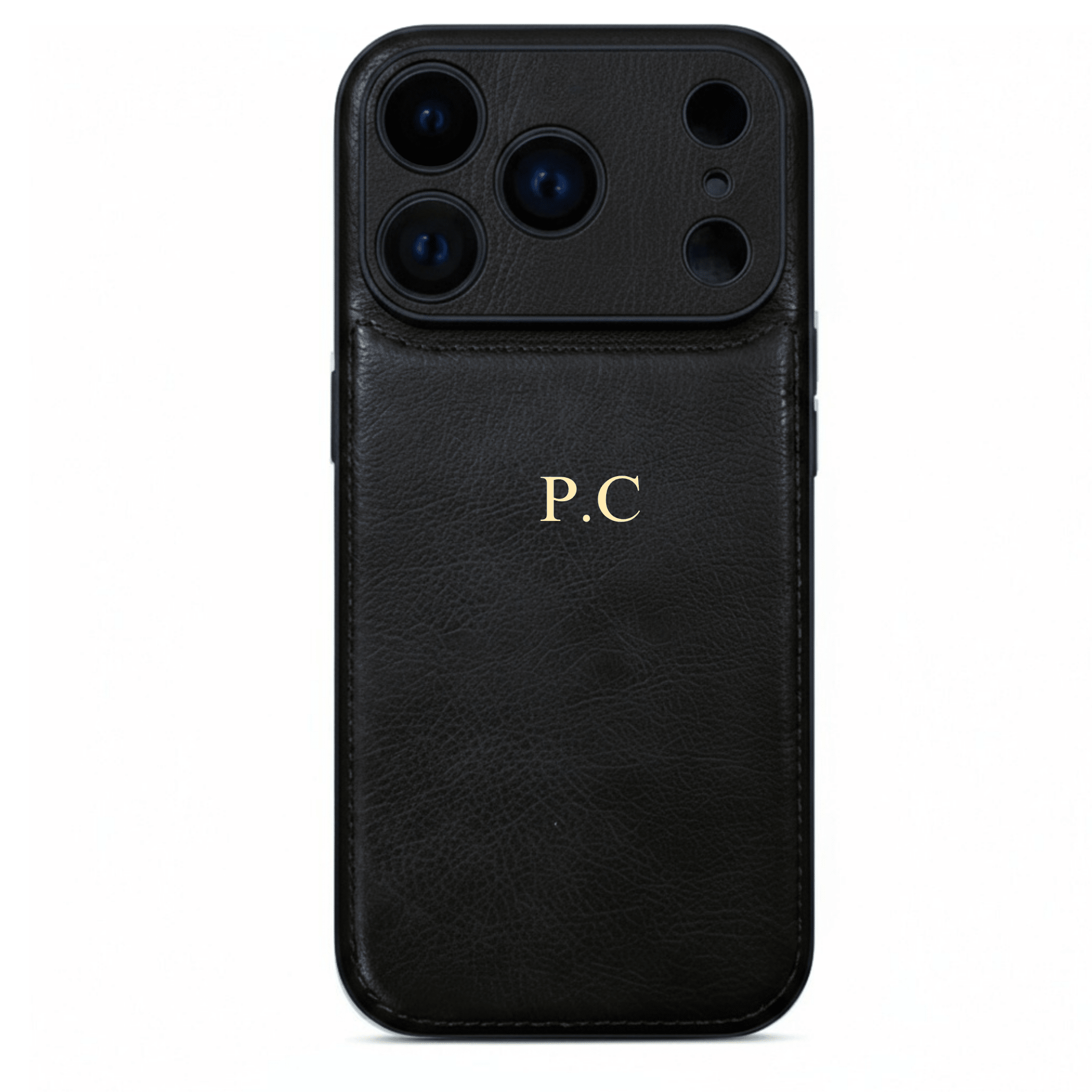 Black Personalized Monogram Leather iPhone Case - Poly Bands