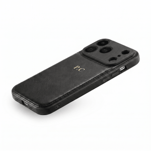 Black Personalized Monogram Leather iPhone Case - Poly Bands