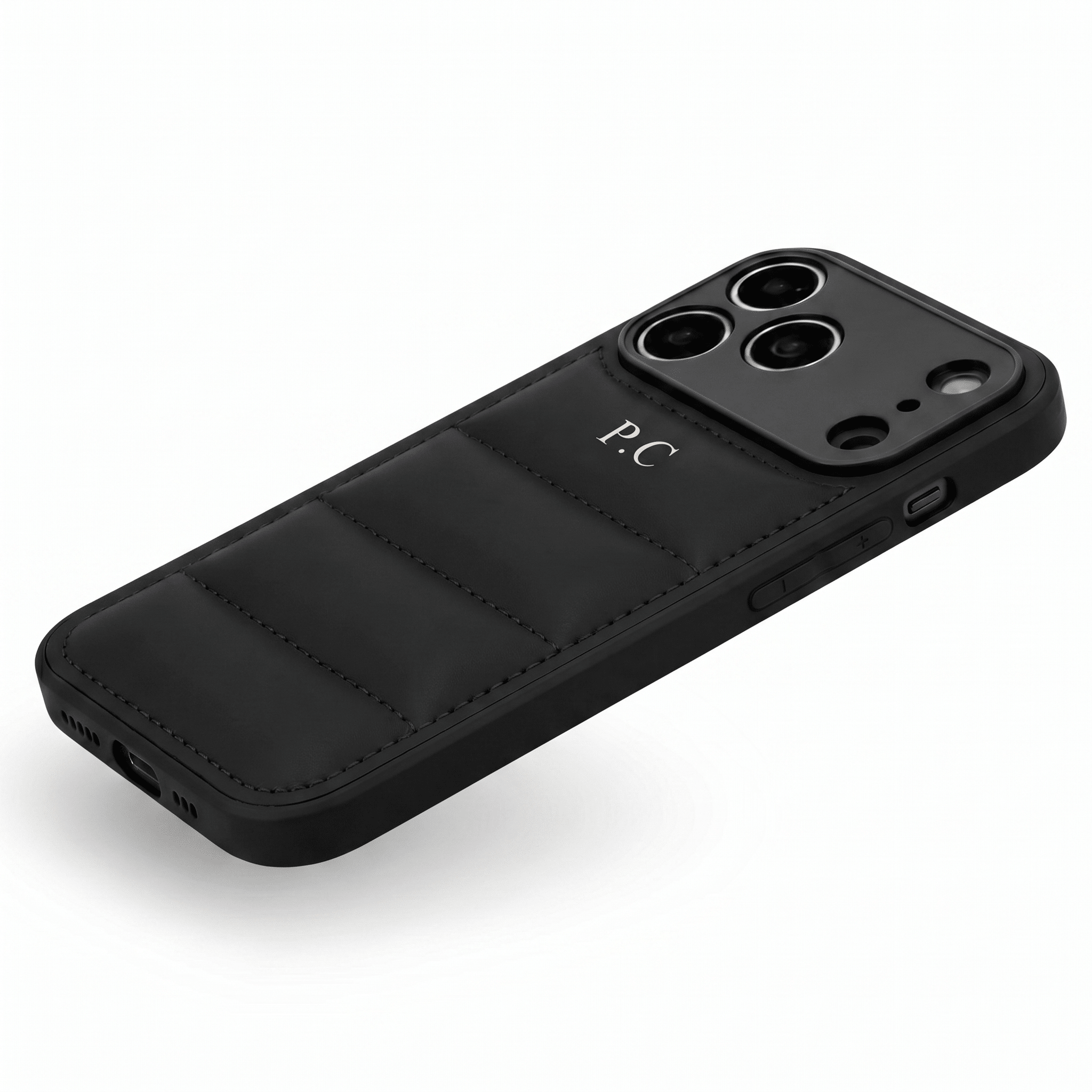 Black Puffer Leather iPhone Case - Poly Bands