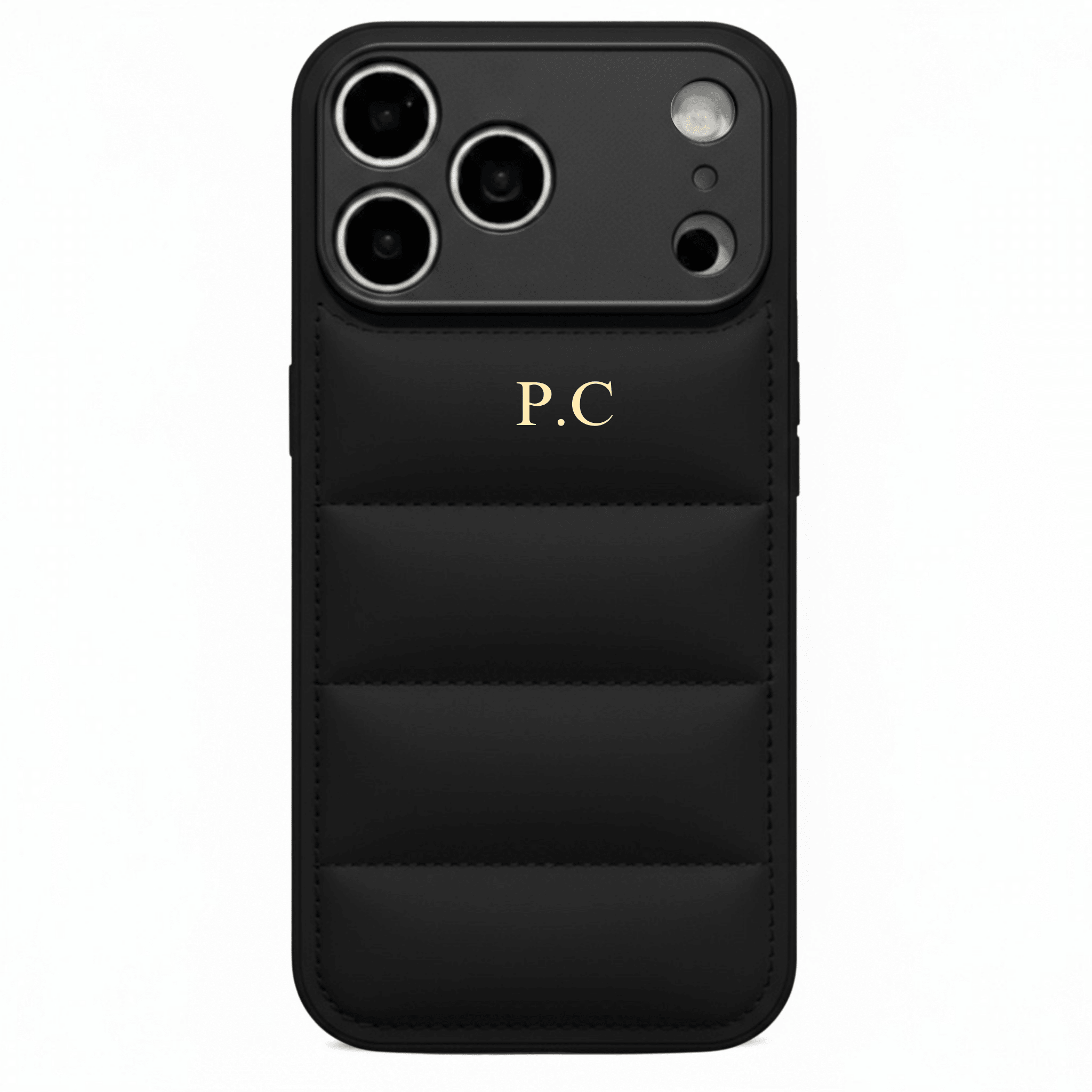 Black Puffer Leather iPhone Case - Poly Bands
