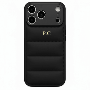Black Puffer Leather iPhone Case - Poly Bands