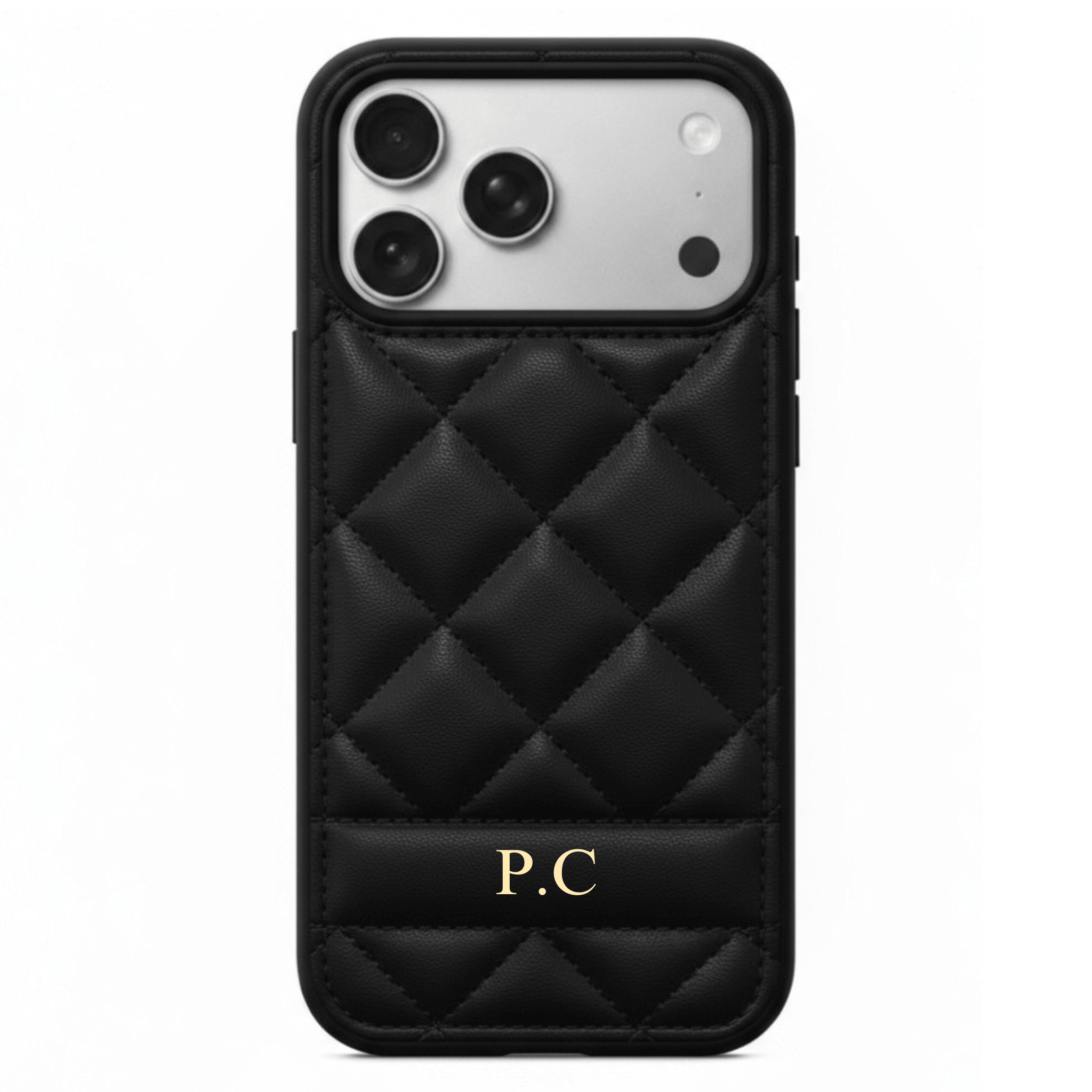 Black Stitched Leather iPhone Case - Poly Bands