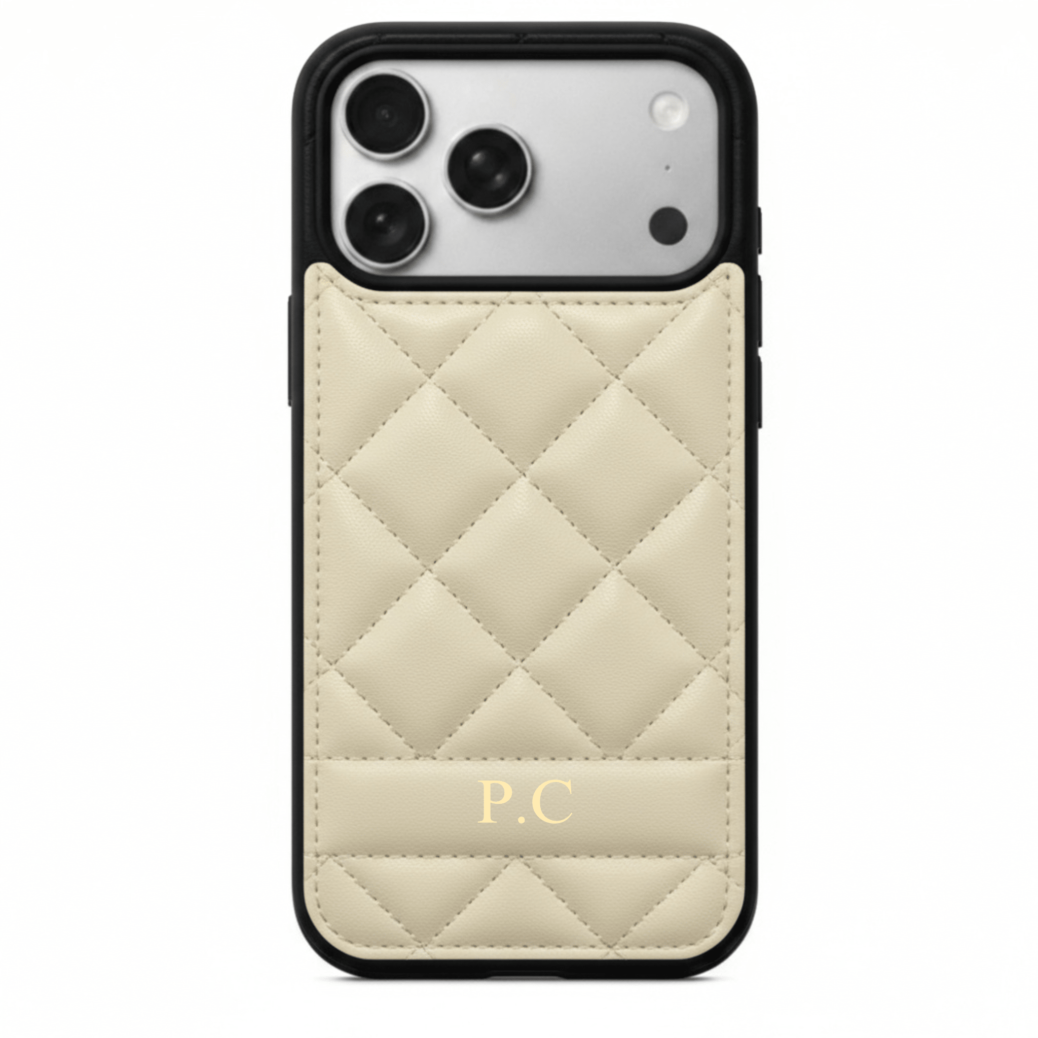 Black Stitched Leather iPhone Case - Poly Bands
