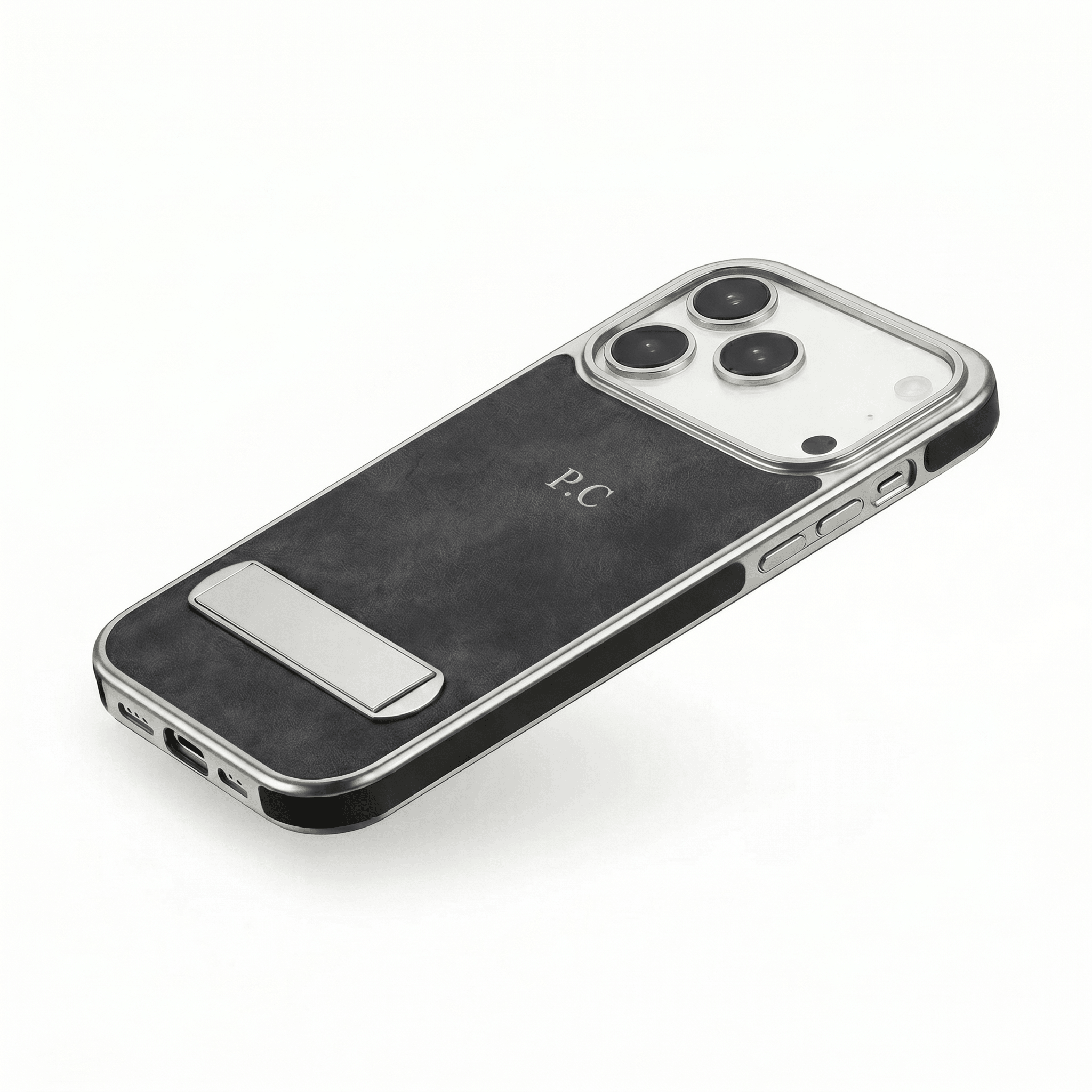Black Suede iPhone Case With Stand - Poly Bands
