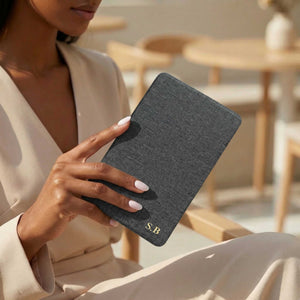 Black Textured Leather Kindle Case with Hand Strap - Poly Bands