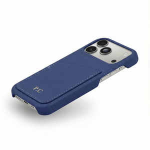Blue Card Holder Leather iPhone Case - Poly Bands