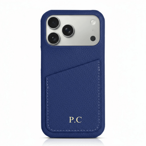 Blue Card Holder Leather iPhone Case - Poly Bands