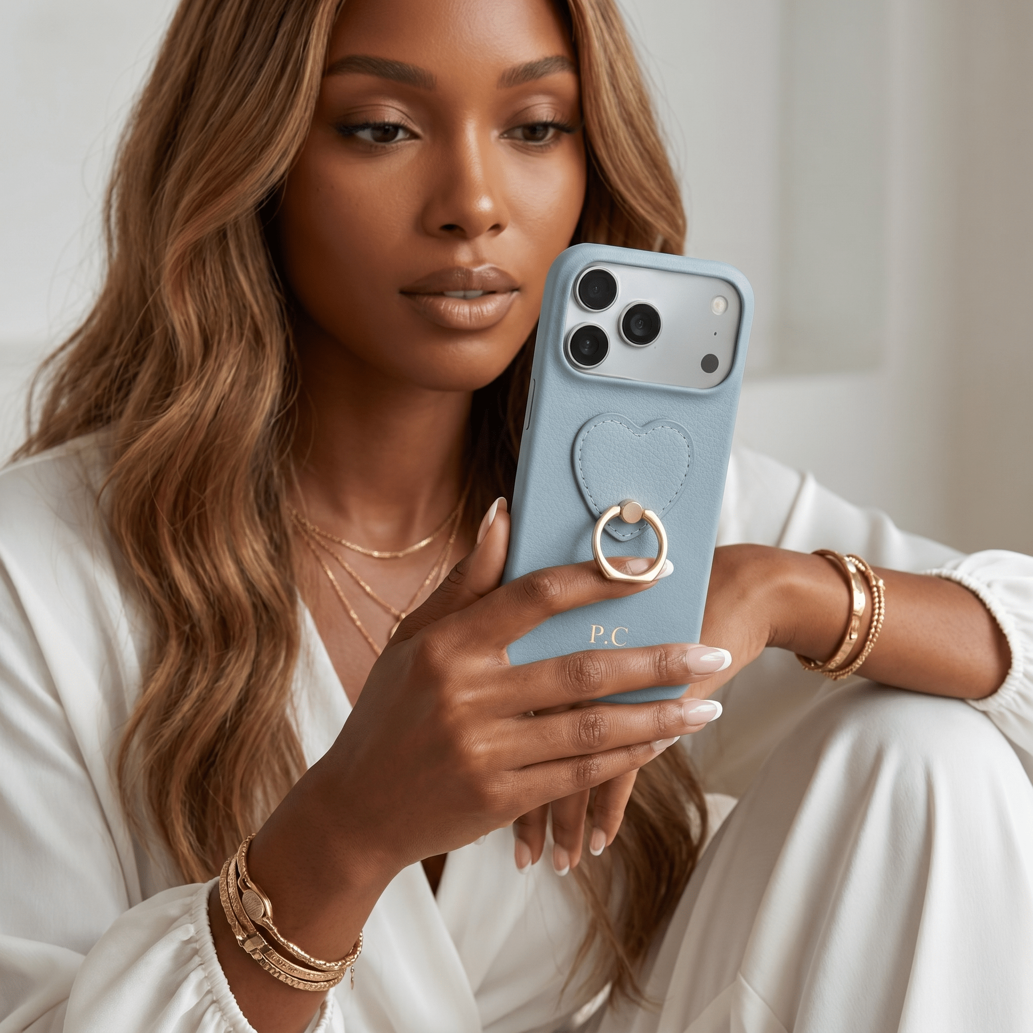Blue Heart Ring Leather iPhone Case - Poly Bands
