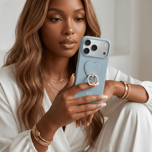 Blue Heart Ring Leather iPhone Case - Poly Bands