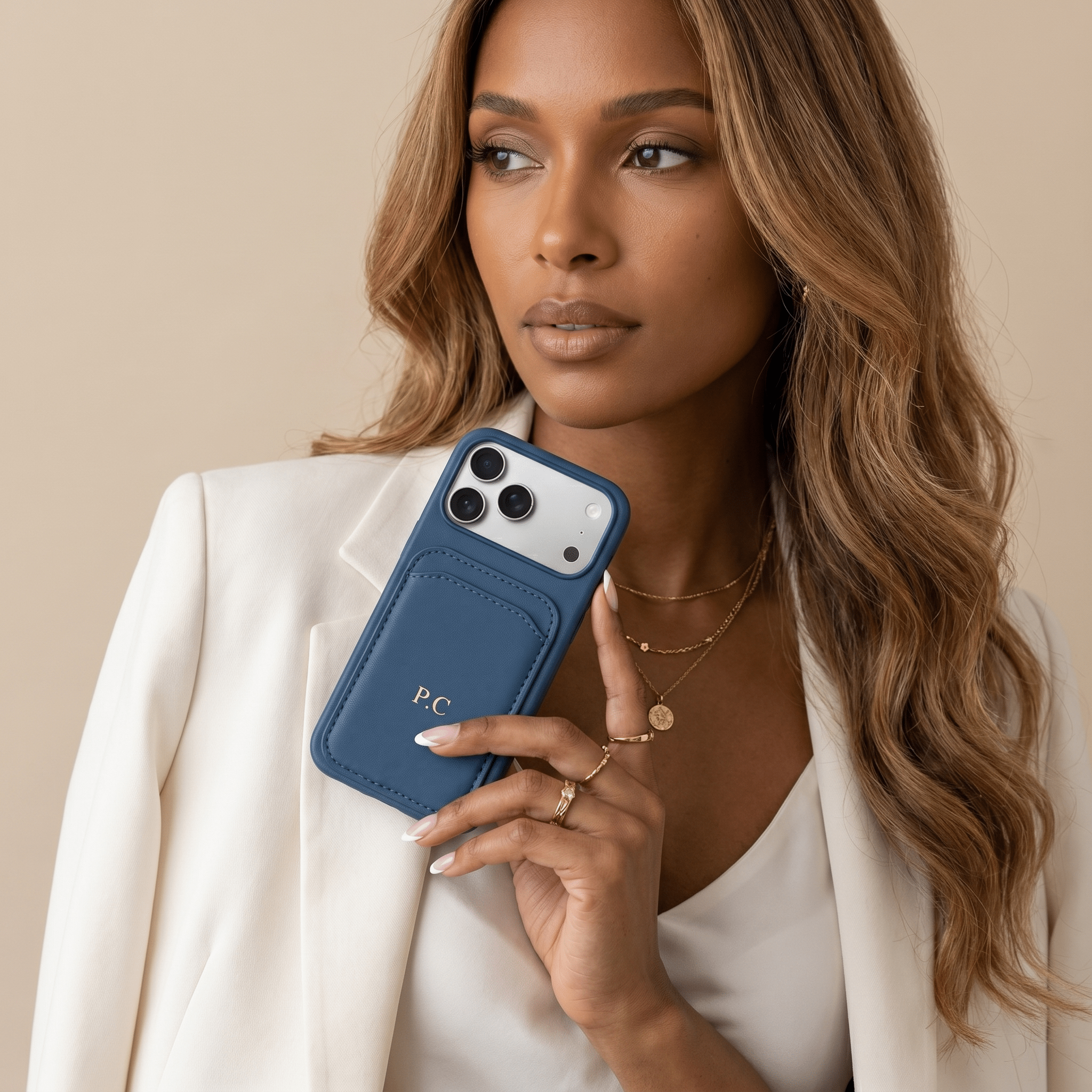 Blue iPhone Case with Card Holder - Poly Bands