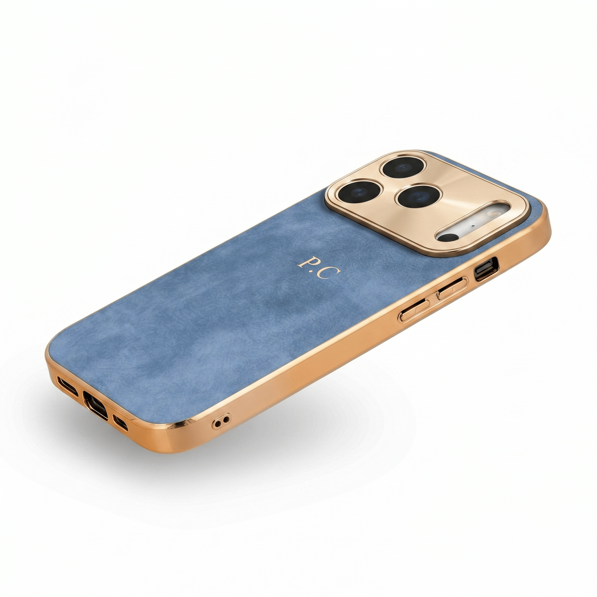Blue Lambskin Leather Custom iPhone Case - Poly Bands