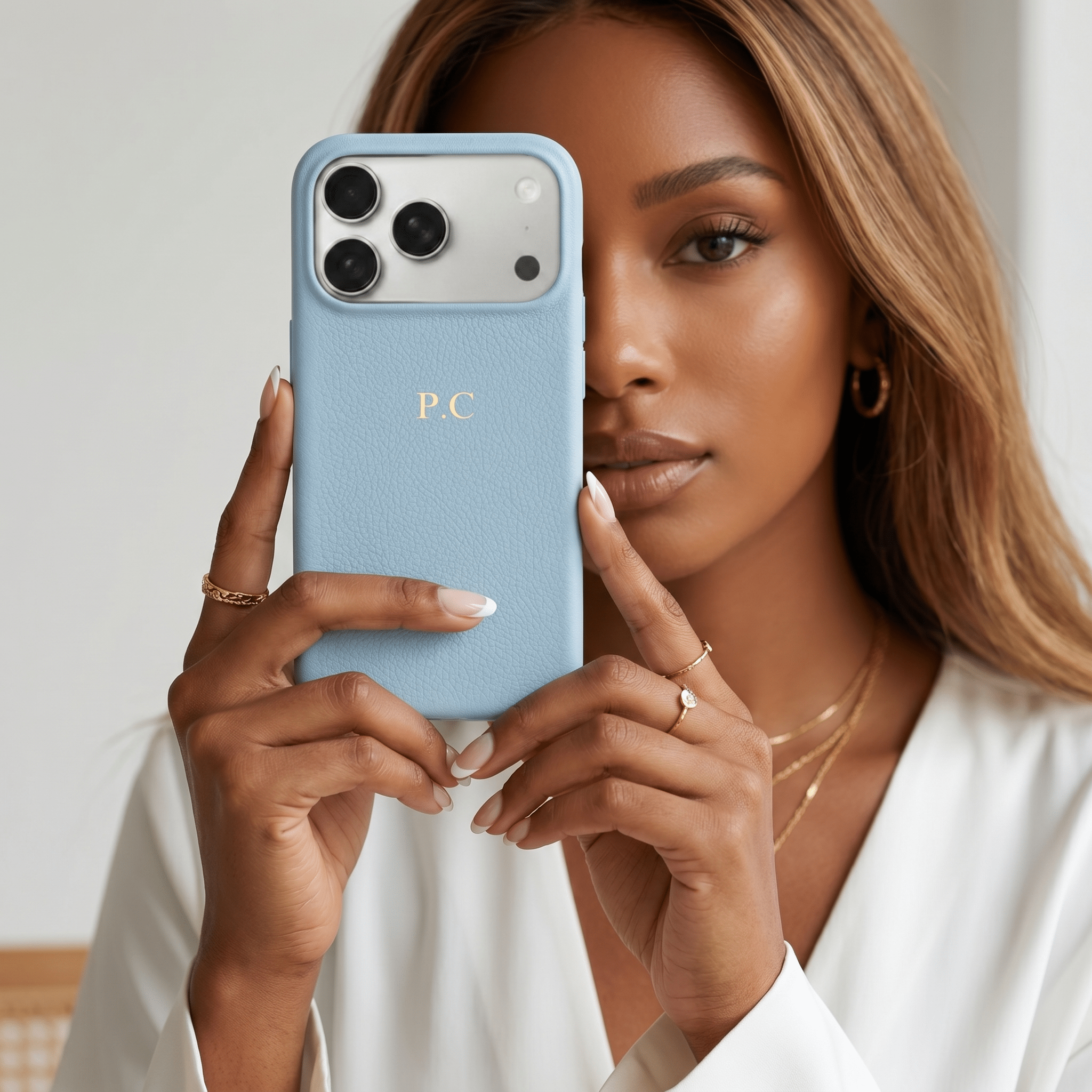 Blue Leather iPhone Case - Poly Bands