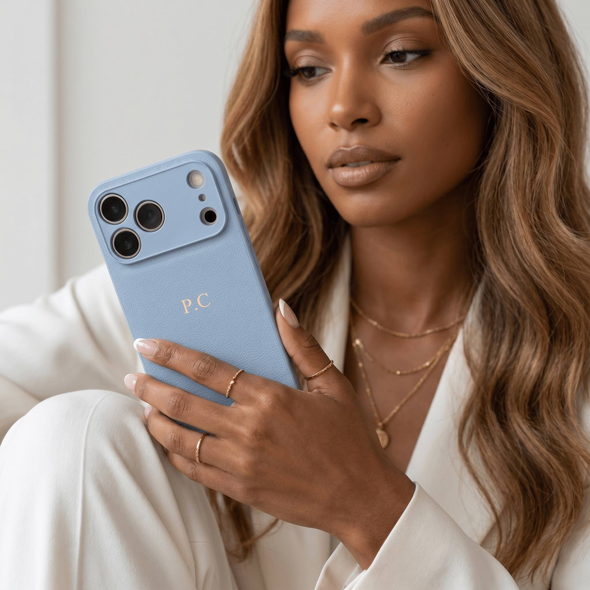 Blue Leather iPhone Case - Poly Bands