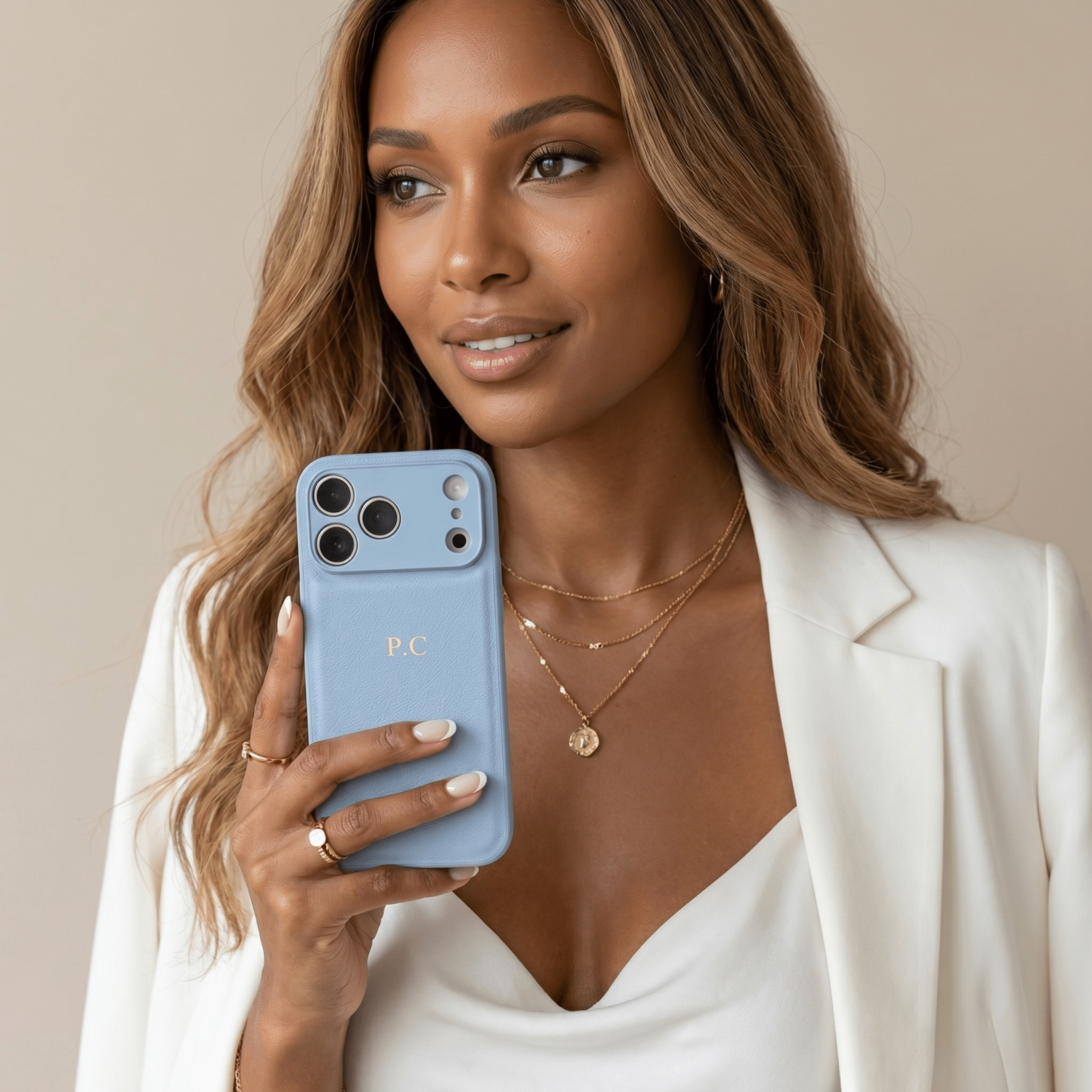 Blue Leather iPhone Case - Poly Bands