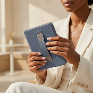 Blue Leather Kindle Case with Hand Strap - Poly Bands