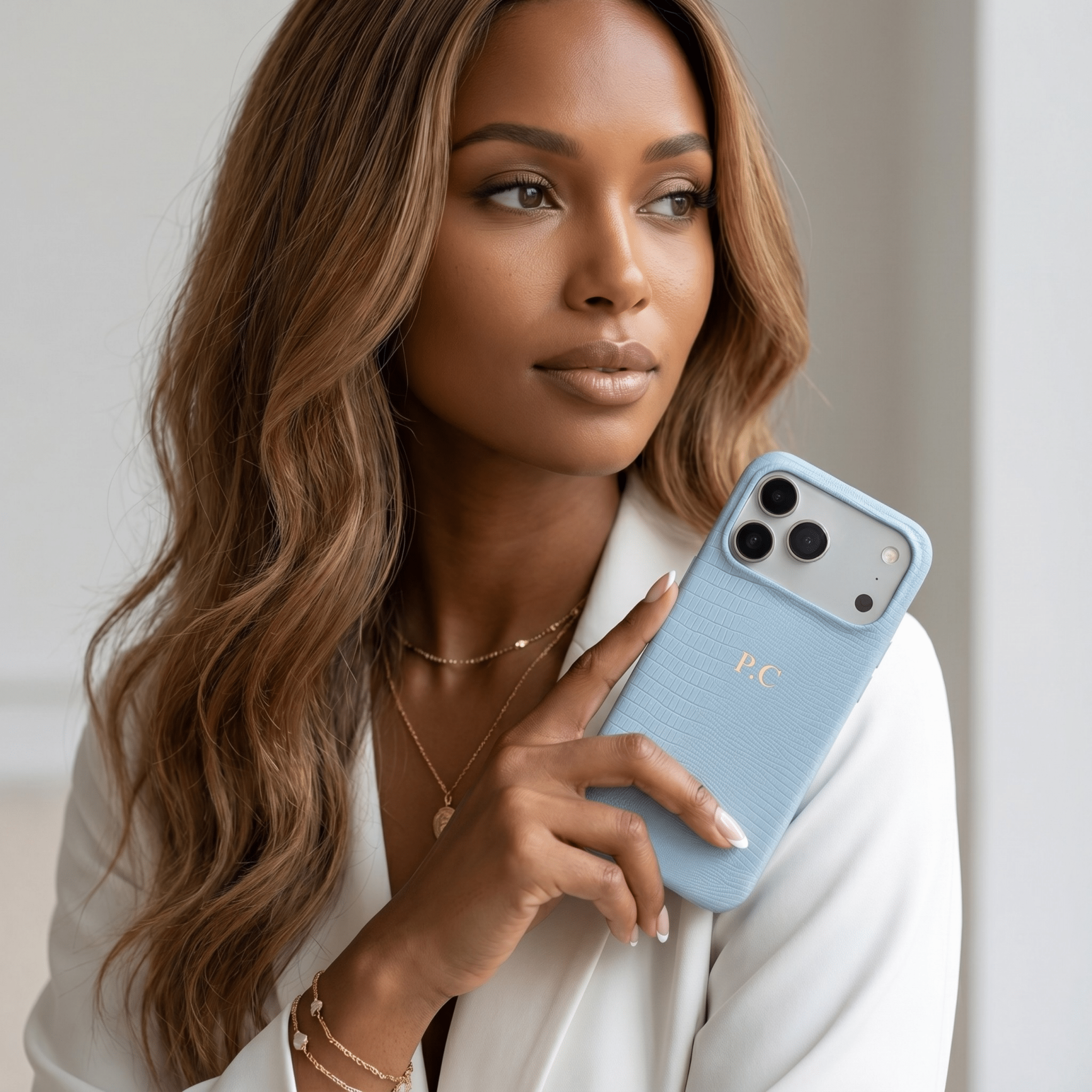 Blue Leather Snake iPhone Case - Poly Bands