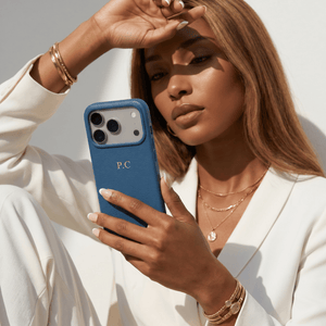 Blue Magnetic Leather iPhone Case - Poly Bands