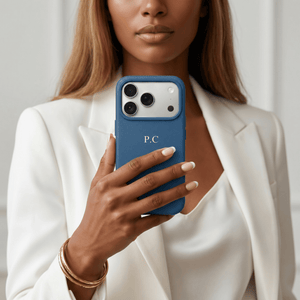 Blue Magnetic Leather iPhone Case - Poly Bands