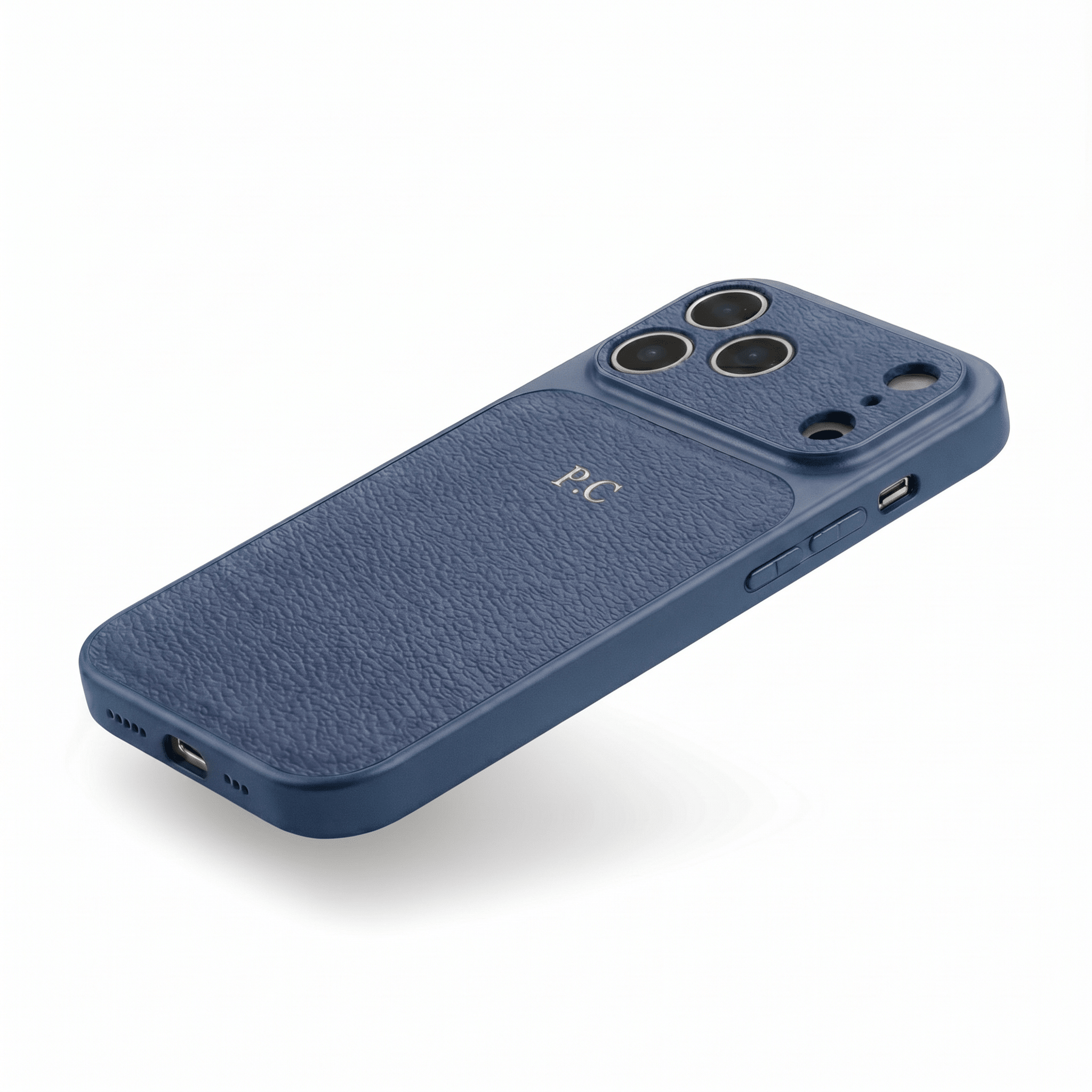 Blue Personalized iPhone Case With Leather - Poly Bands