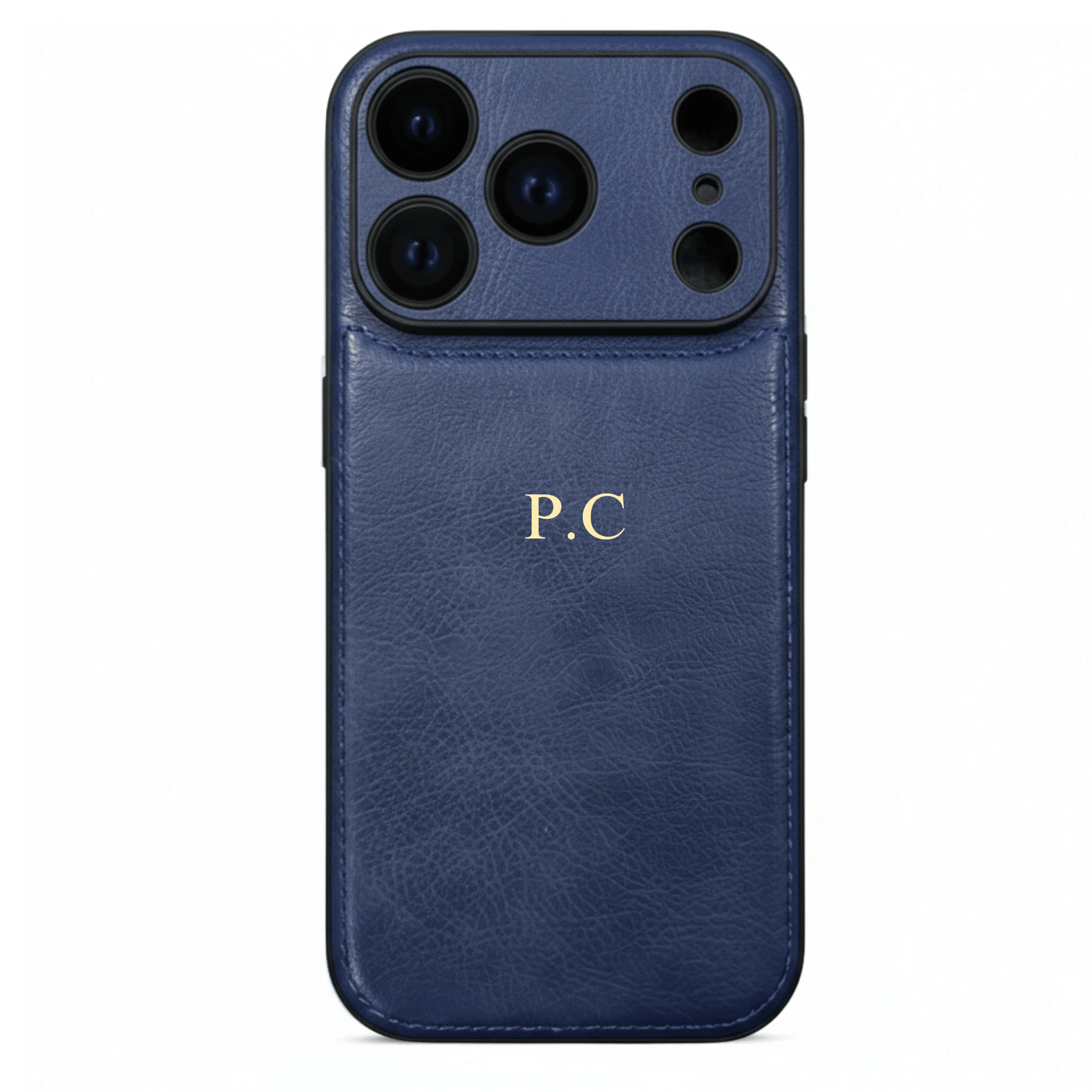 Blue Personalized Monogram Leather iPhone Case - Poly Bands