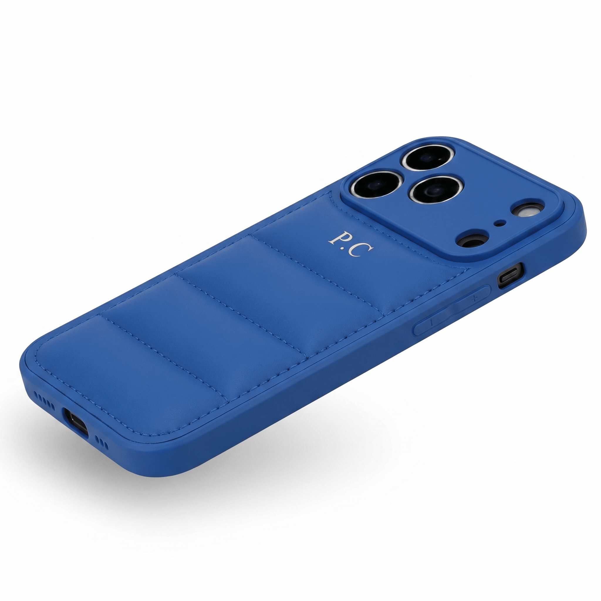 Blue Puffer Leather iPhone Case - Poly Bands
