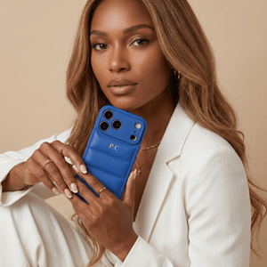 Blue Puffer Leather iPhone Case - Poly Bands