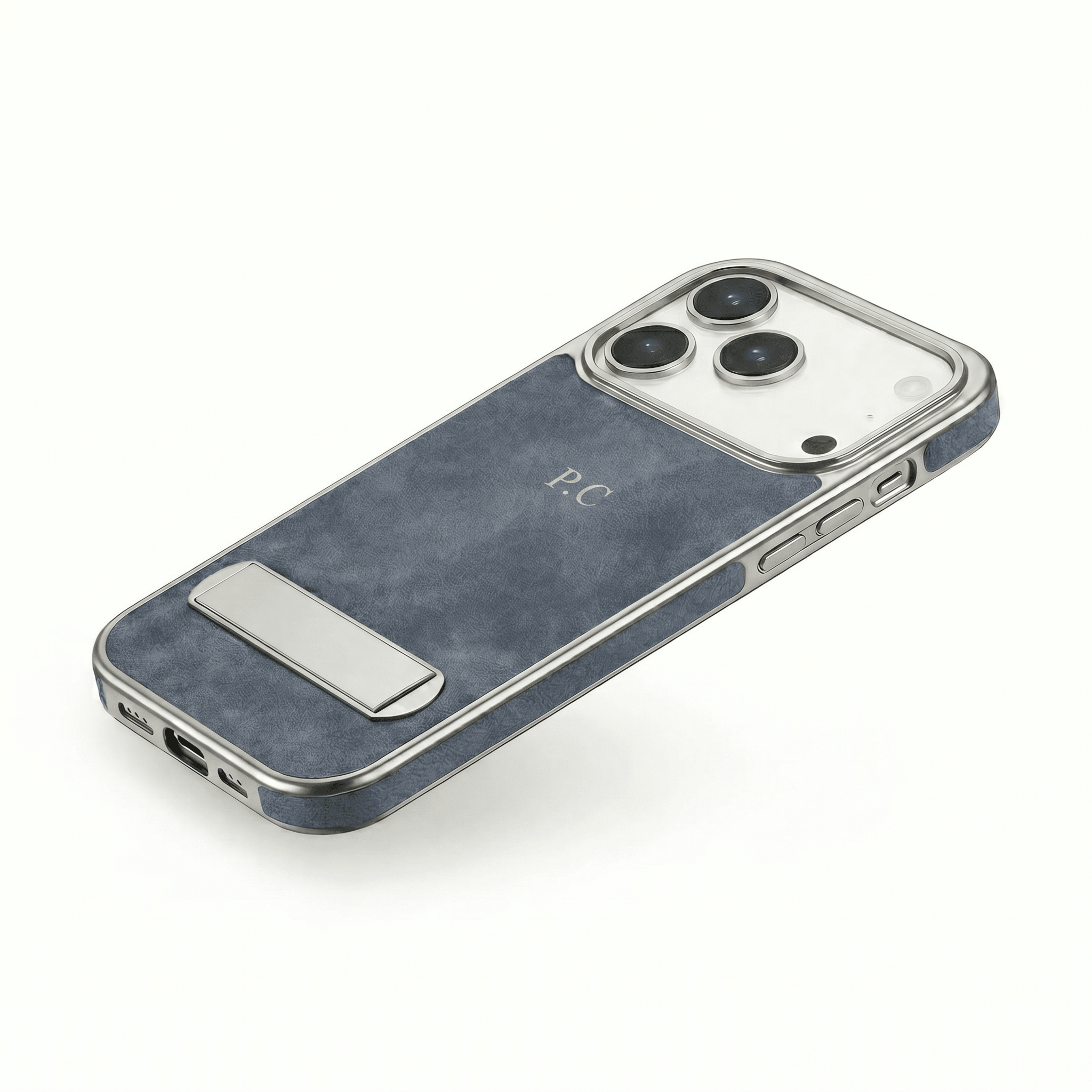 Blue Suede iPhone Case With Stand - Poly Bands