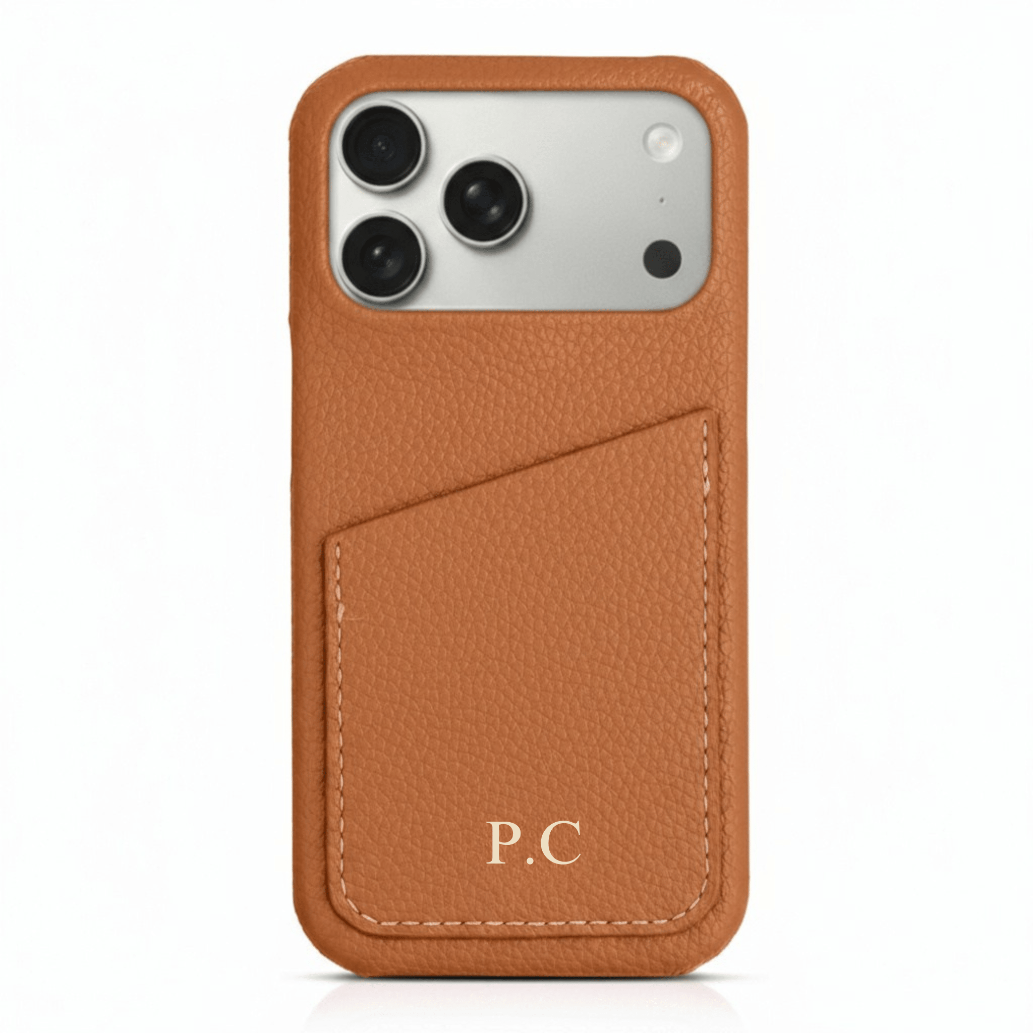 Brown Card Holder Leather iPhone Case - Poly Bands