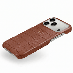 Brown Crocodile Texture Personalized Leather iPhone Case - Poly Bands