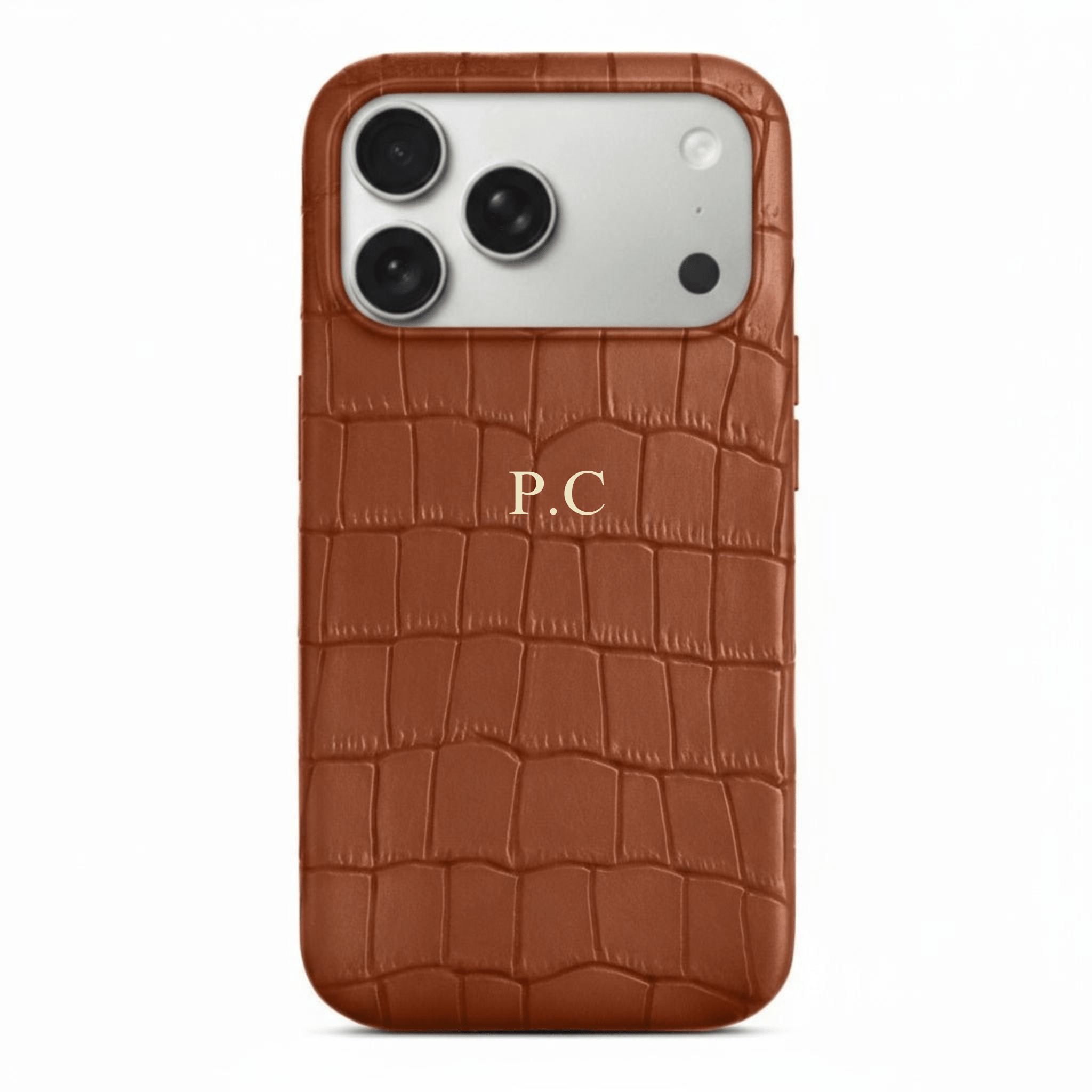 Brown Crocodile Texture Personalized Leather iPhone Case - Poly Bands