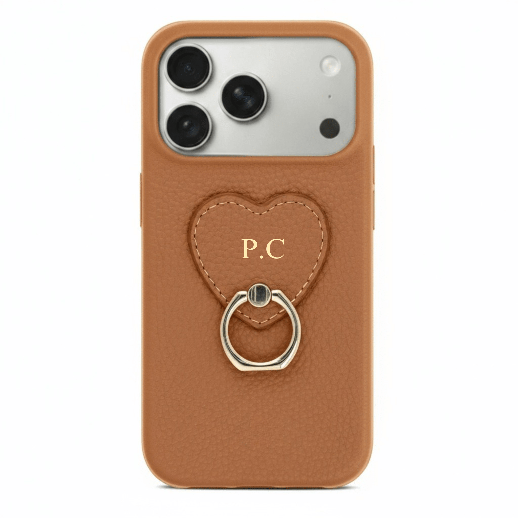 Brown Heart Ring Leather iPhone Case - Poly Bands