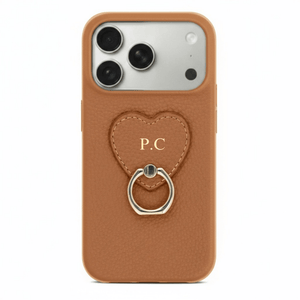 Brown Heart Ring Leather iPhone Case - Poly Bands