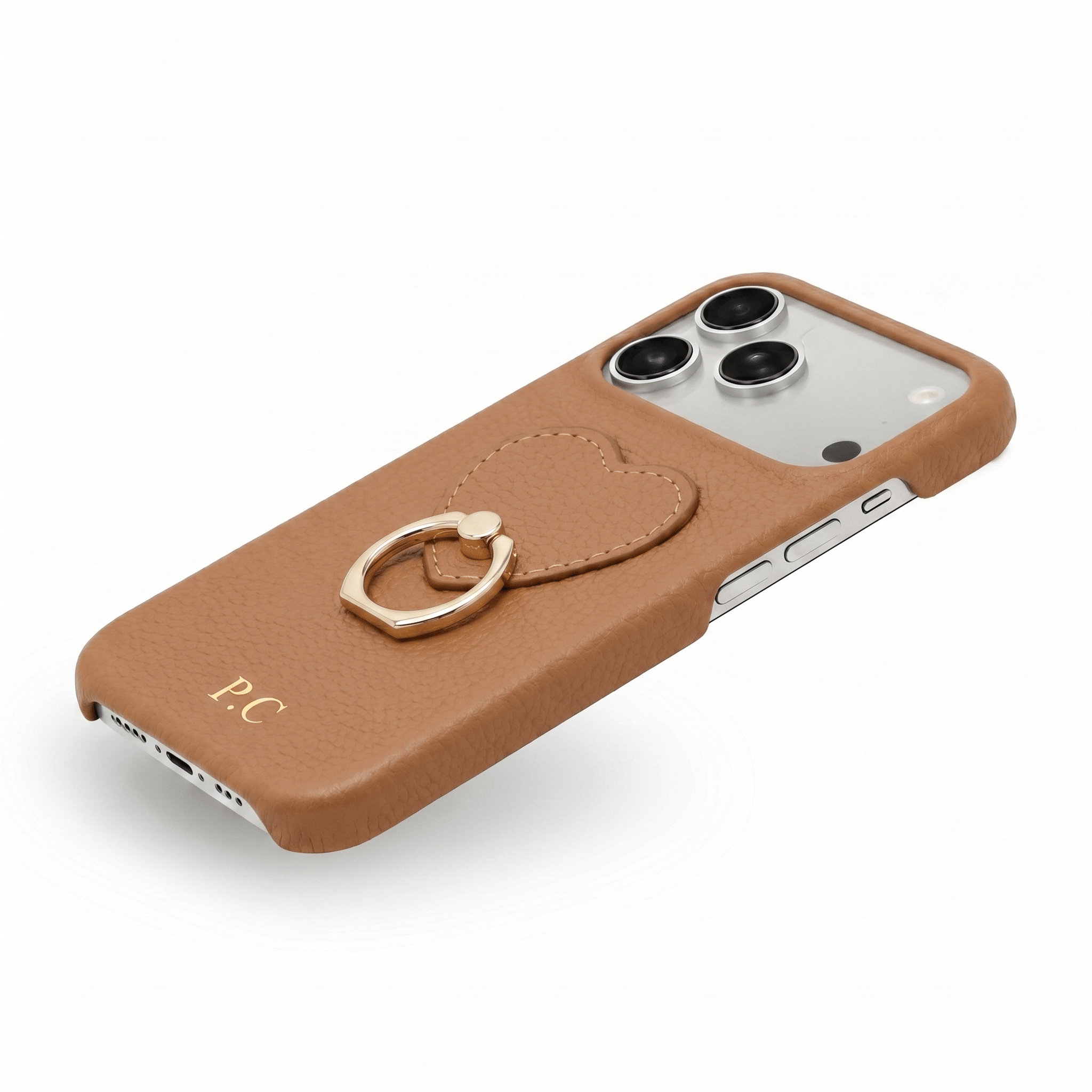 Brown Heart Ring Leather iPhone Case - Poly Bands