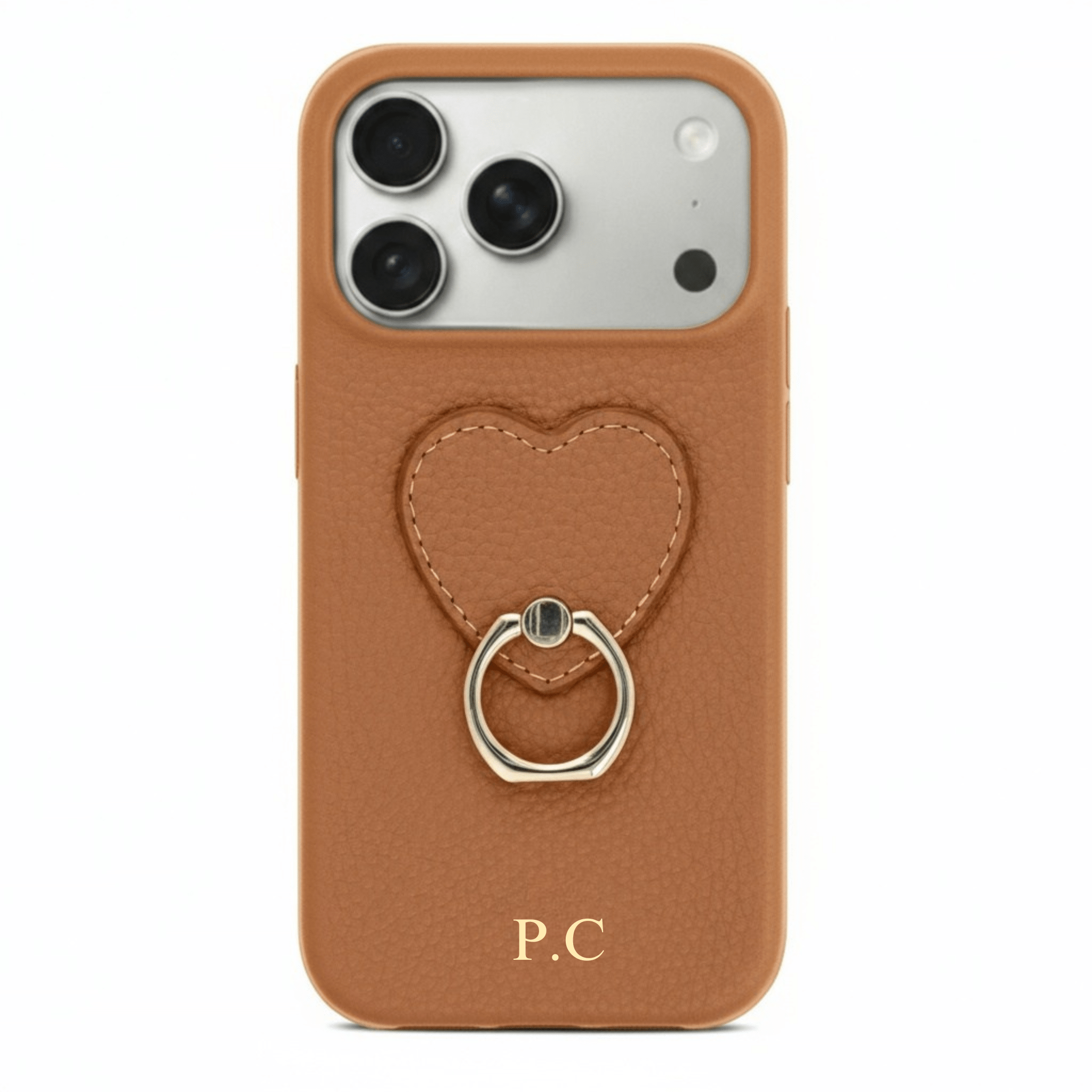 Brown Heart Ring Leather iPhone Case - Poly Bands