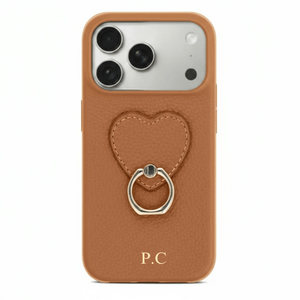 Brown Heart Ring Leather iPhone Case - Poly Bands