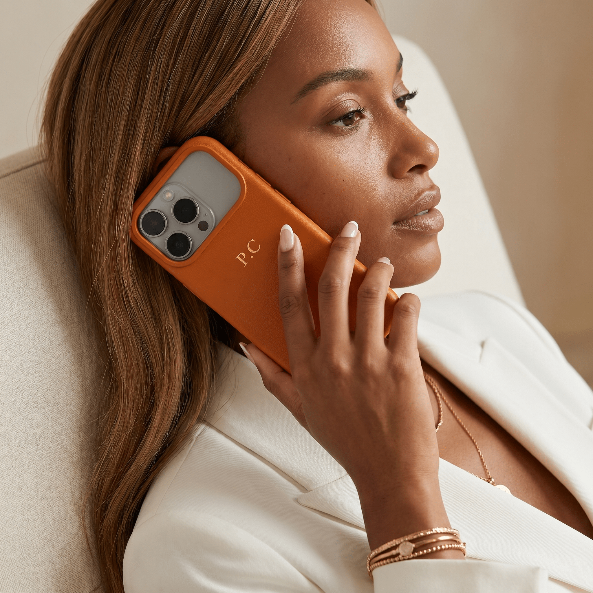 Brown Magnetic Leather iPhone Case - Poly Bands