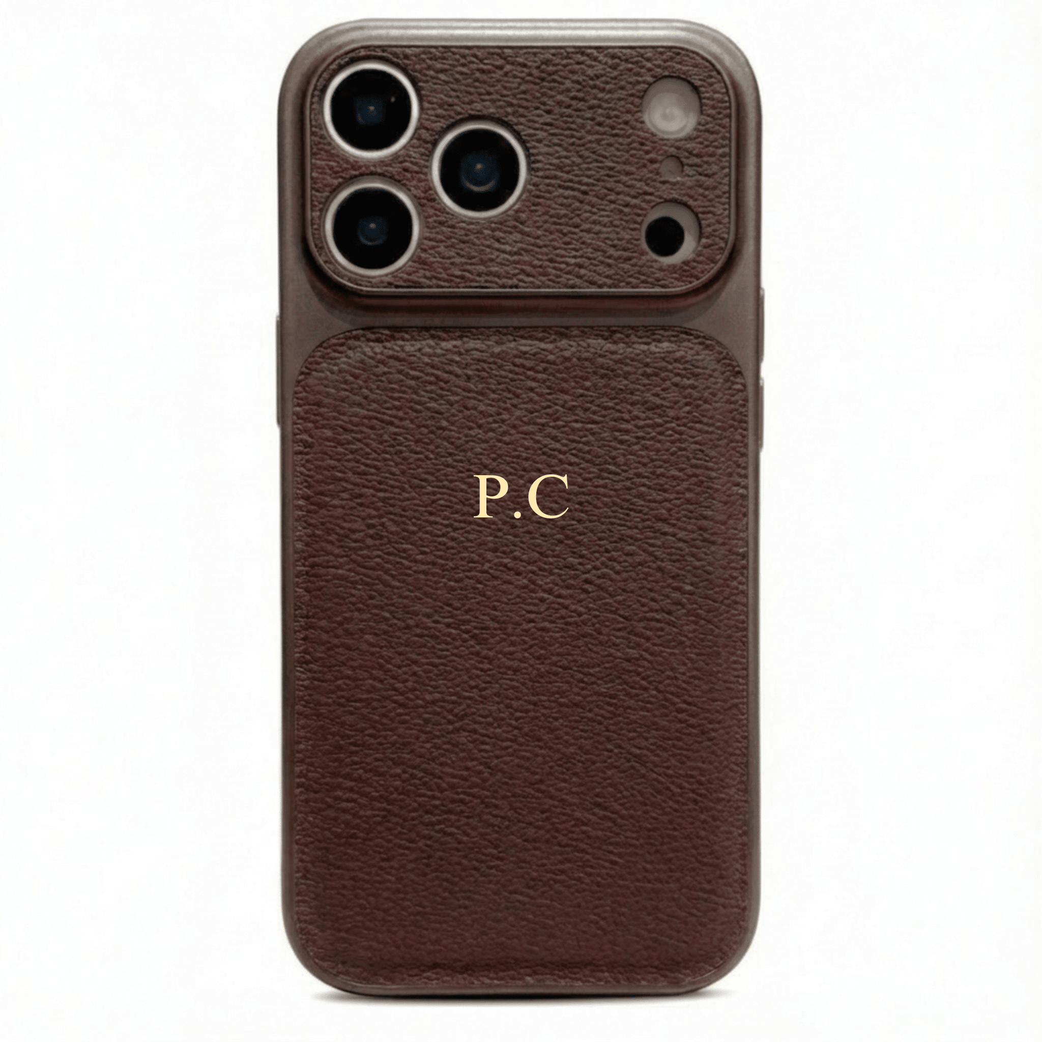 Brown Personalized iPhone Case With Leather - Poly Bands