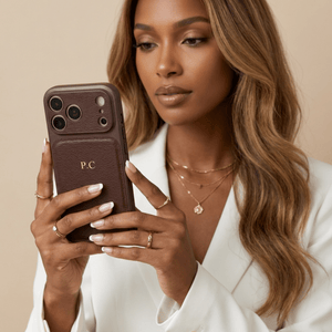 Brown Personalized iPhone Case With Leather - Poly Bands