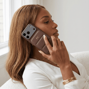 Brown Personalized iPhone Leather Case - Poly Bands