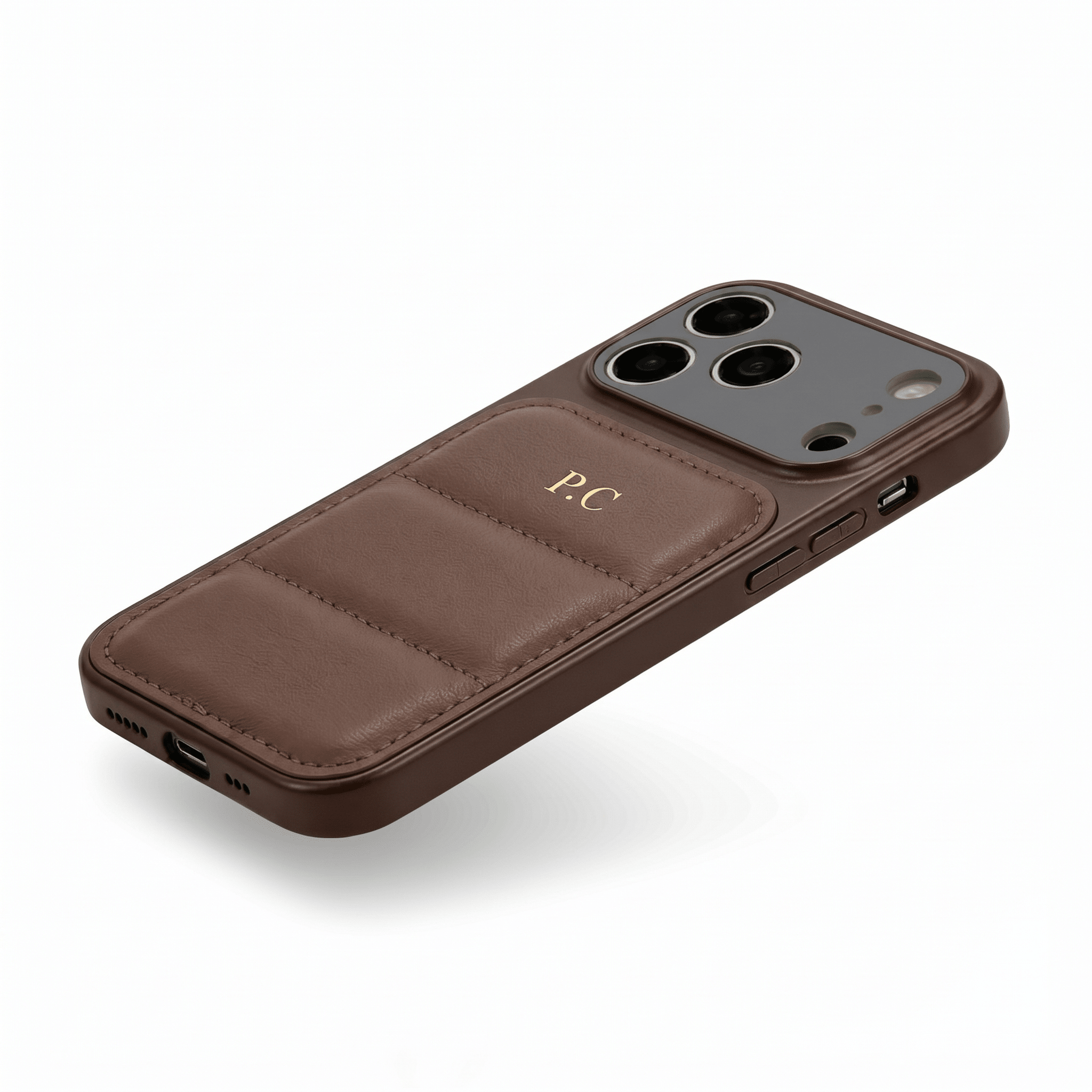 Brown Personalized iPhone Leather Case - Poly Bands