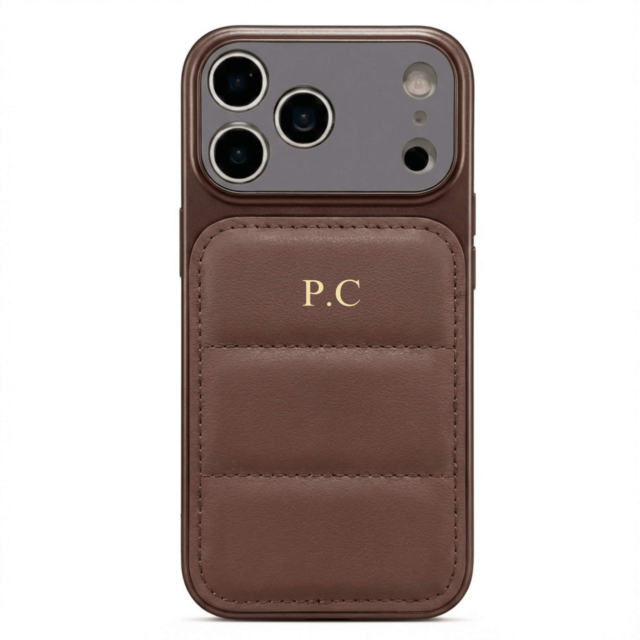 Brown Personalized iPhone Leather Case - Poly Bands