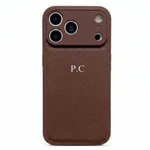 Brown Personalized Leather iPhone Case - Poly Bands