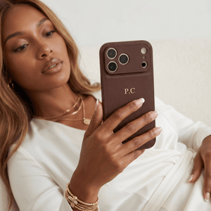 Brown Personalized Leather iPhone Case - Poly Bands