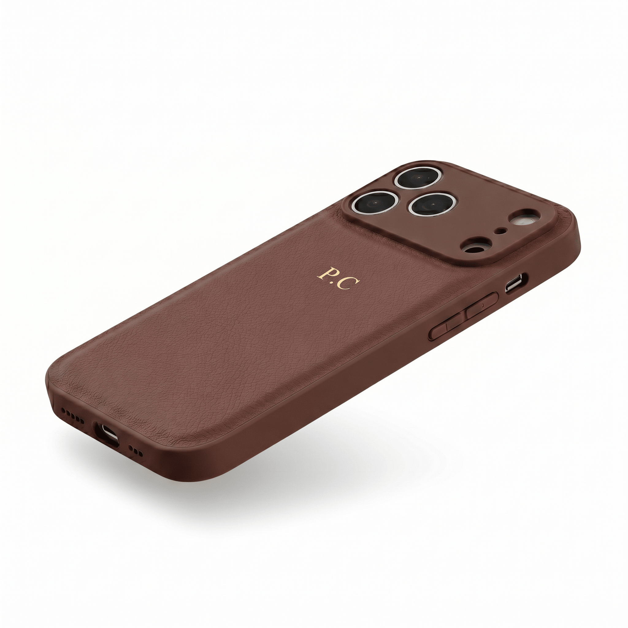 Brown Personalized Leather iPhone Case - Poly Bands
