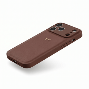 Brown Personalized Leather iPhone Case - Poly Bands