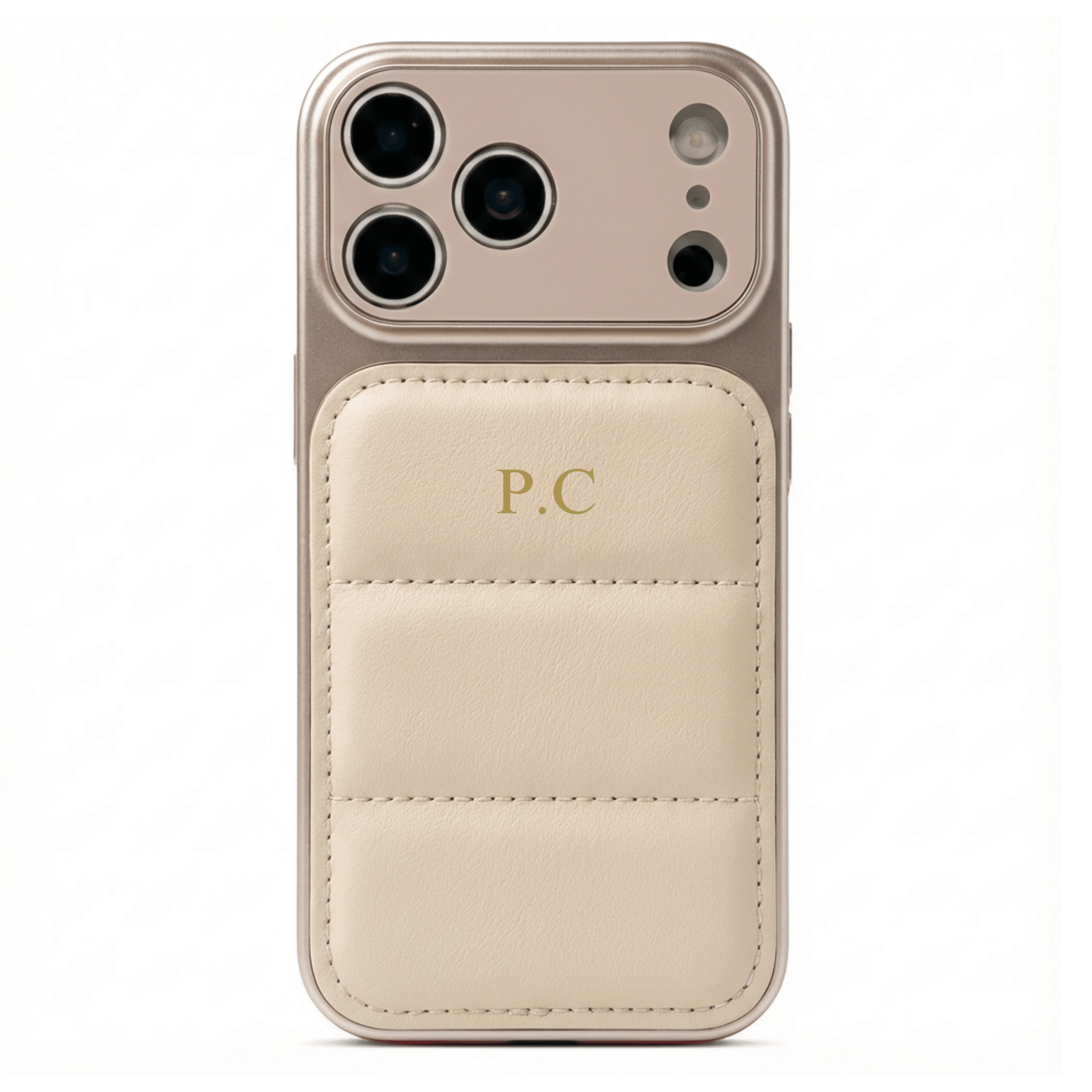 Cream Personalized iPhone Leather Case - Poly Bands