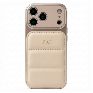 Cream Personalized iPhone Leather Case - Poly Bands