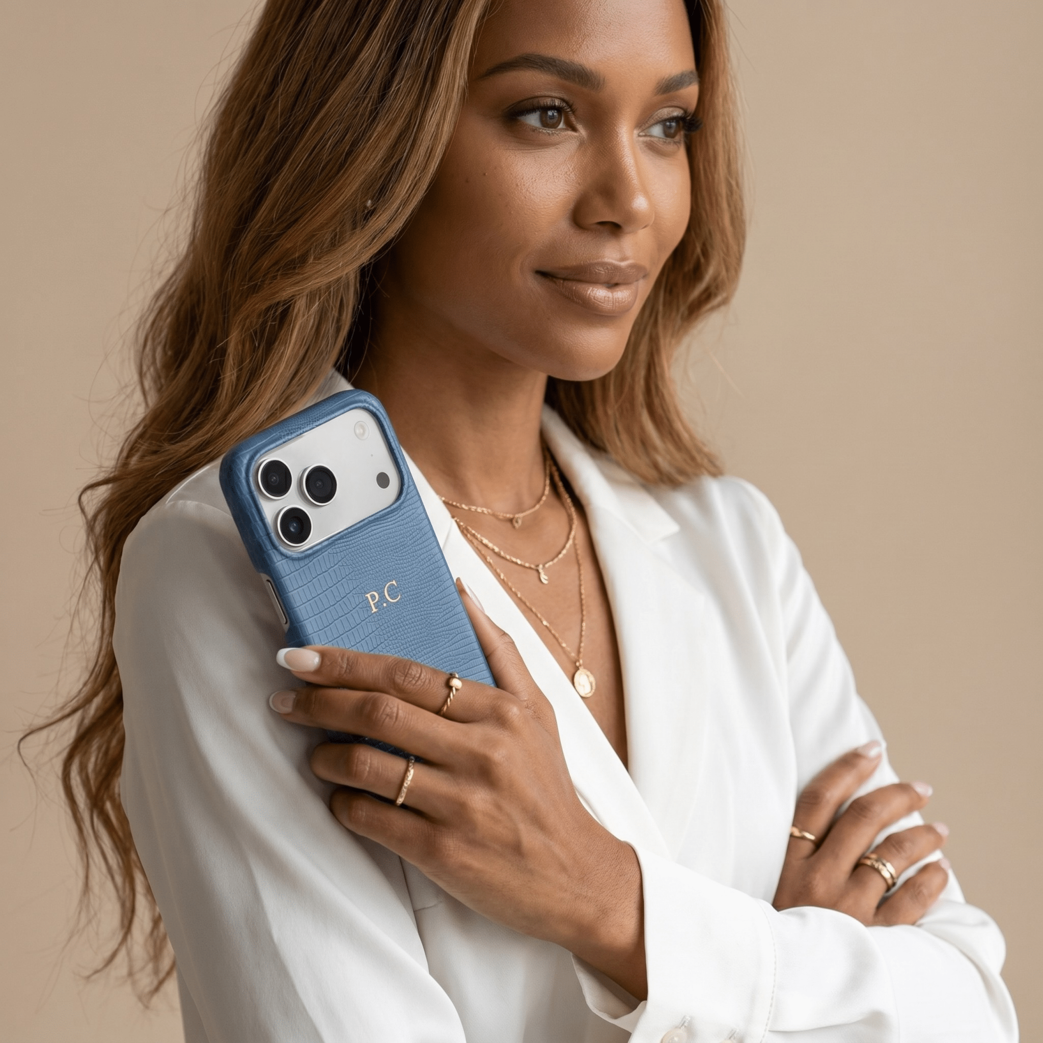Dark Blue Leather Snake iPhone Case - Poly Bands