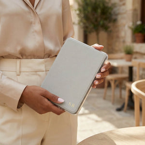 Gray Leather Kindle Case - Poly Bands