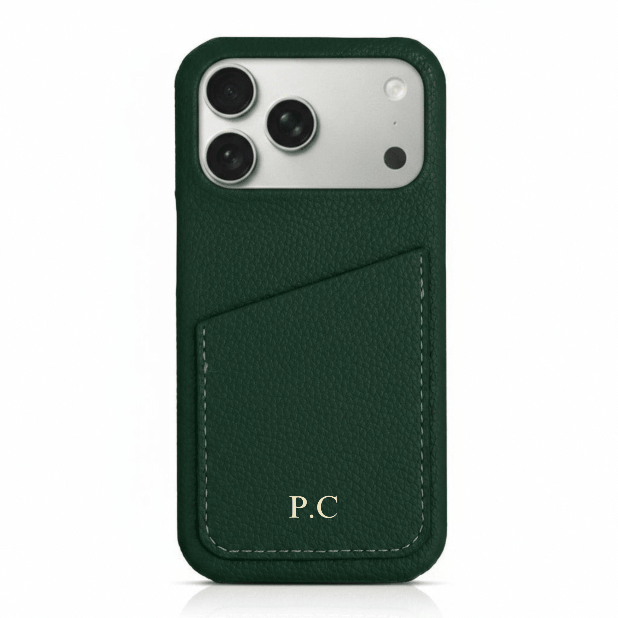 Green Card Holder Leather iPhone Case - Poly Bands